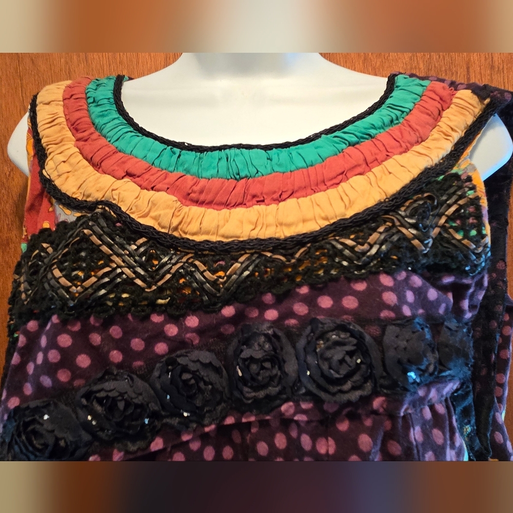 Purple and Orange Asymmetrical Tunic Blouse - Picture 6 of 8